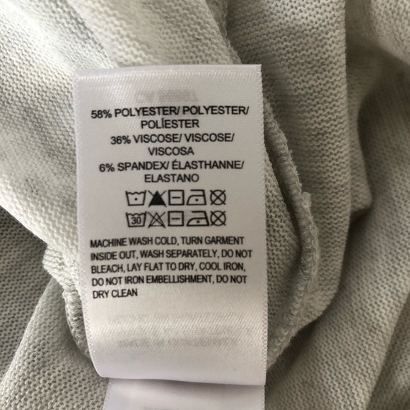 Lucky Brand Light Gray Mock Turtle Neck Long Sleeve Sheer High Low Top - Picture 9 of 10